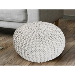 Pufa o średnicy 55 cm (szara) - Dzianinowy stołek/poduszka podłogowa - Grubo tkany wygląd, bardzo wysoka wysokość 37 cm